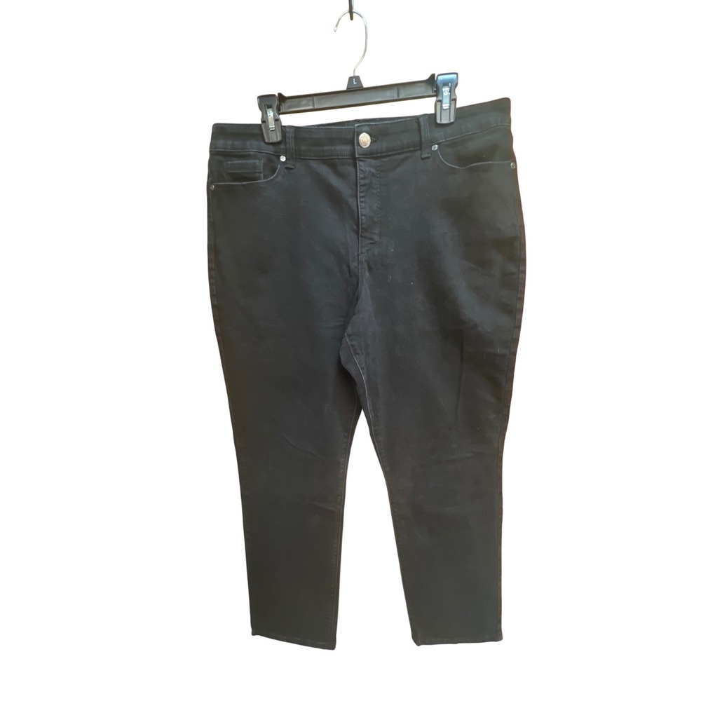 Bandolino Amy Black Straight Leg Jeans Womens Size‎ 16 High Rise Stretch Denim